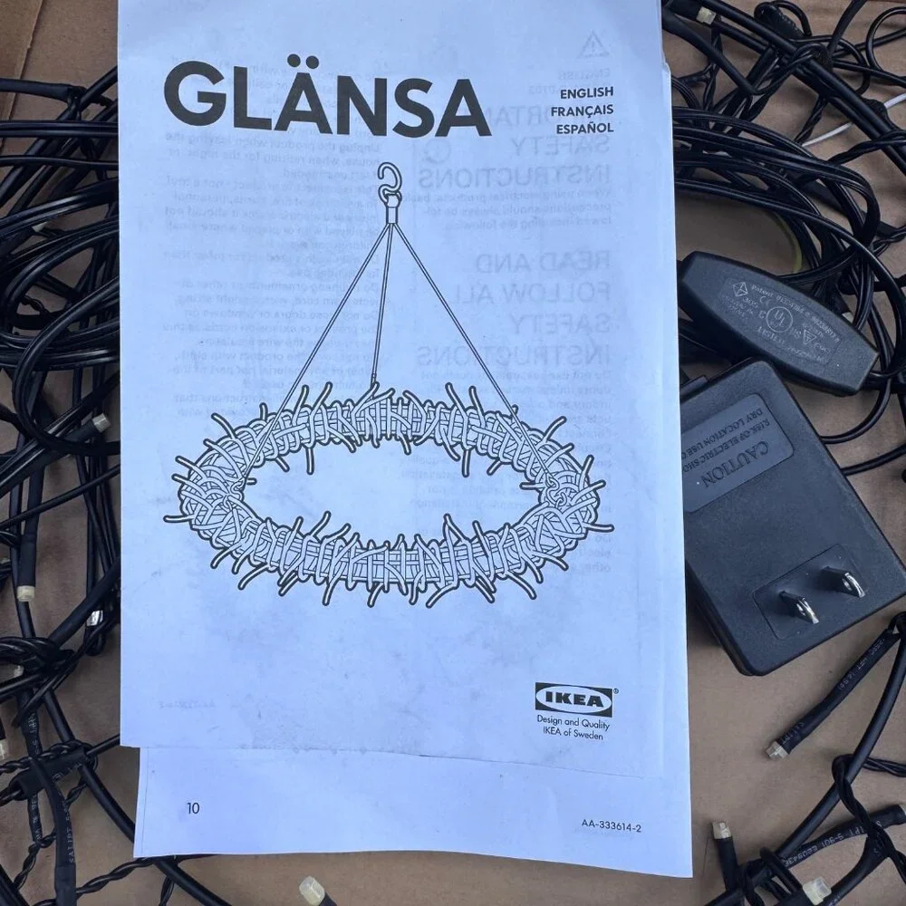 Rare‎ Vintage Black Ikea Glänsa Glansa Light-Up Wreath / Chandelier Halloween